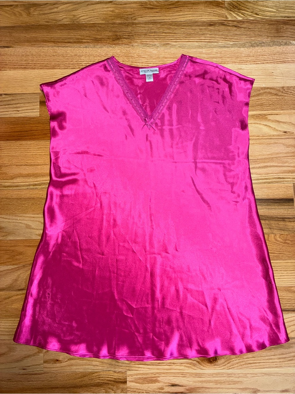 Morgan Taylor Hot Pink Satin V-Neck Camisole